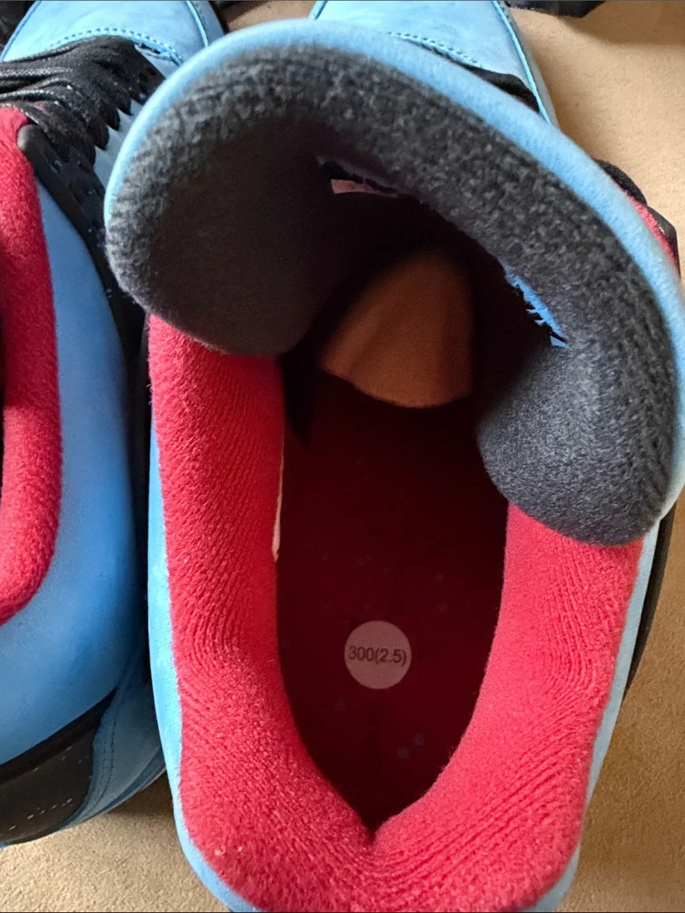 Jordan Men’s Sky Blue and Red Retro Sneakers